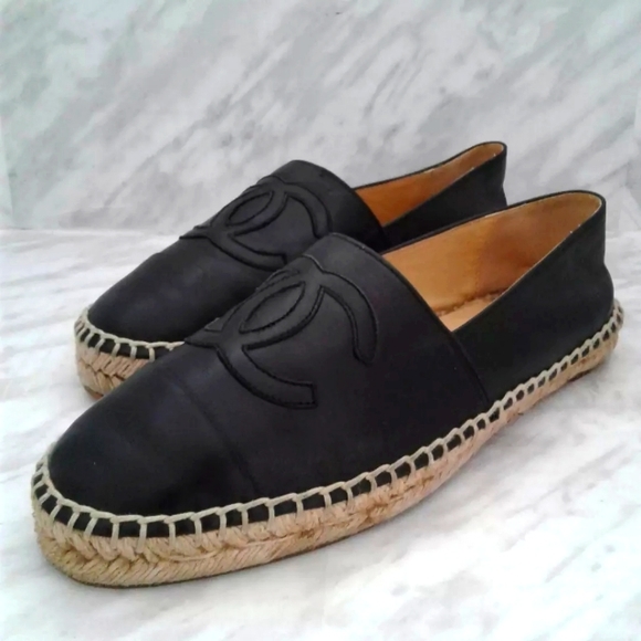 CHANEL Shoes - Authentic Chanel Lambskin leather black Espadrilles shoes EU 40 US 9